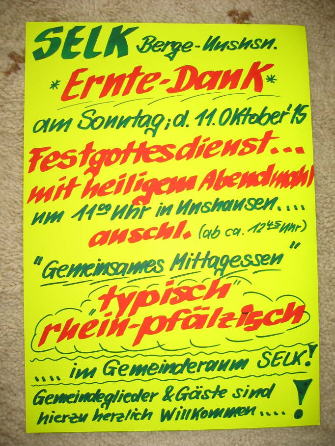 Ernte Dank Rheinpfalz